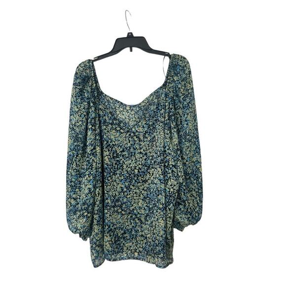 Steve Madden Ditsy Floral Chiffon Crinkle Blouse Balloon Sleeve Relaxed New 2X - Picture 4 of 10